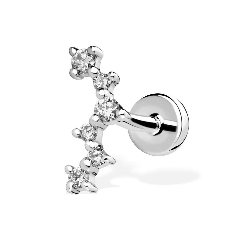 18CT WHITE GOLD AND DIAMOND SCATTERED 'SPARKLE' LABRET STUD