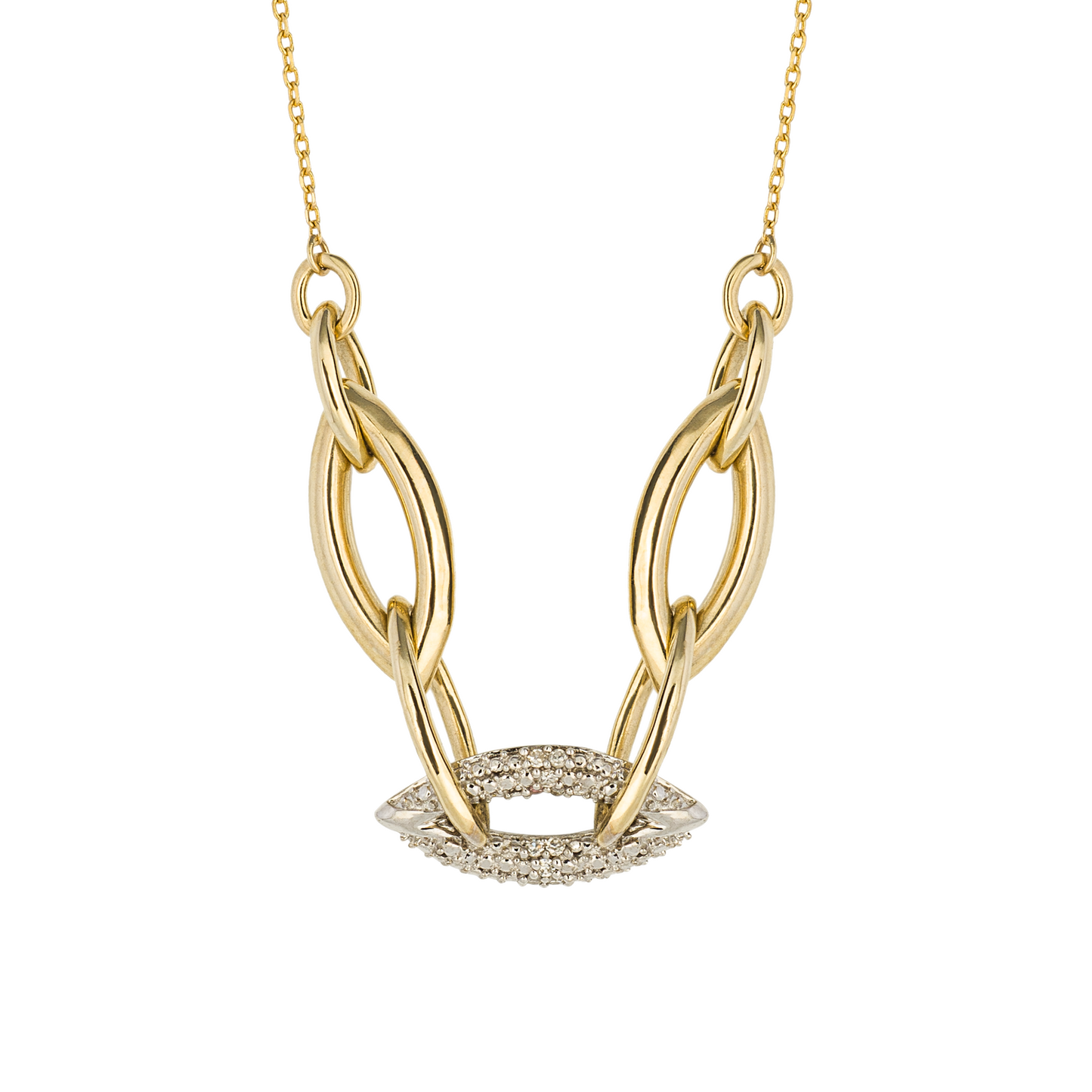 9ct Yellow Gold Freshwater Pearl Station Chain 46cm (GN367W)