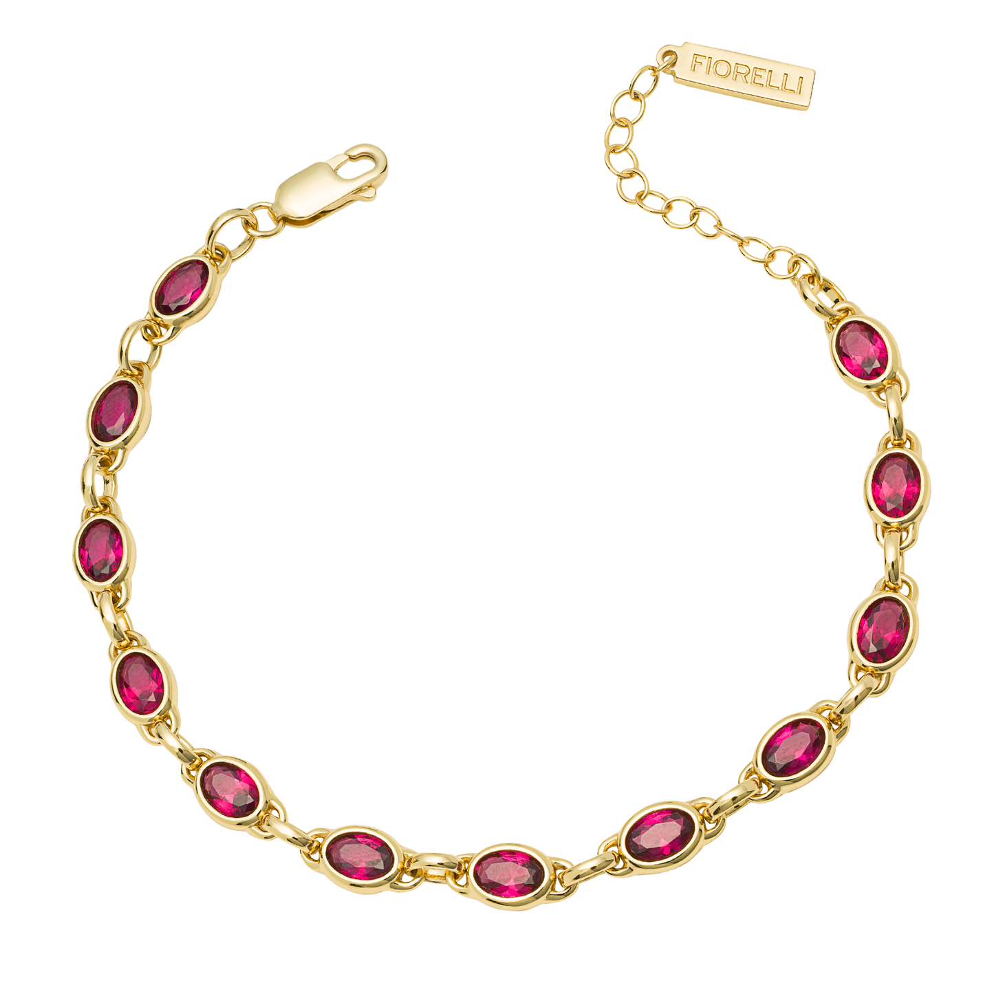 Chunky Setting Bracelet Fuschia Yellow Gold Plate