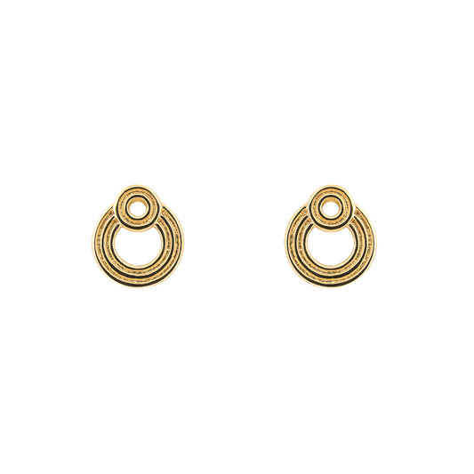 Double Circle Gold Plated ridged Stud Earrings