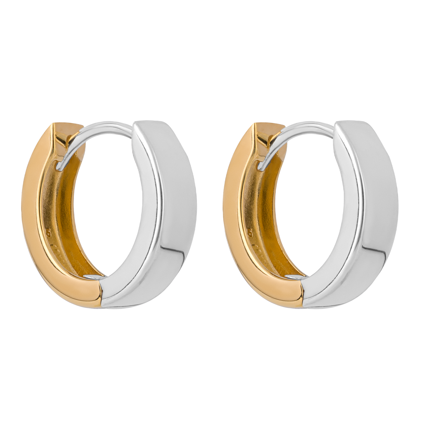 Two Tone Huggie Hoop Earrings