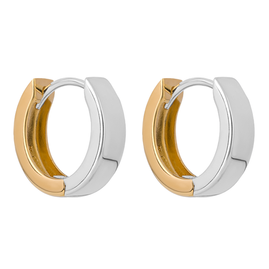 Two Tone Huggie Hoop Earrings