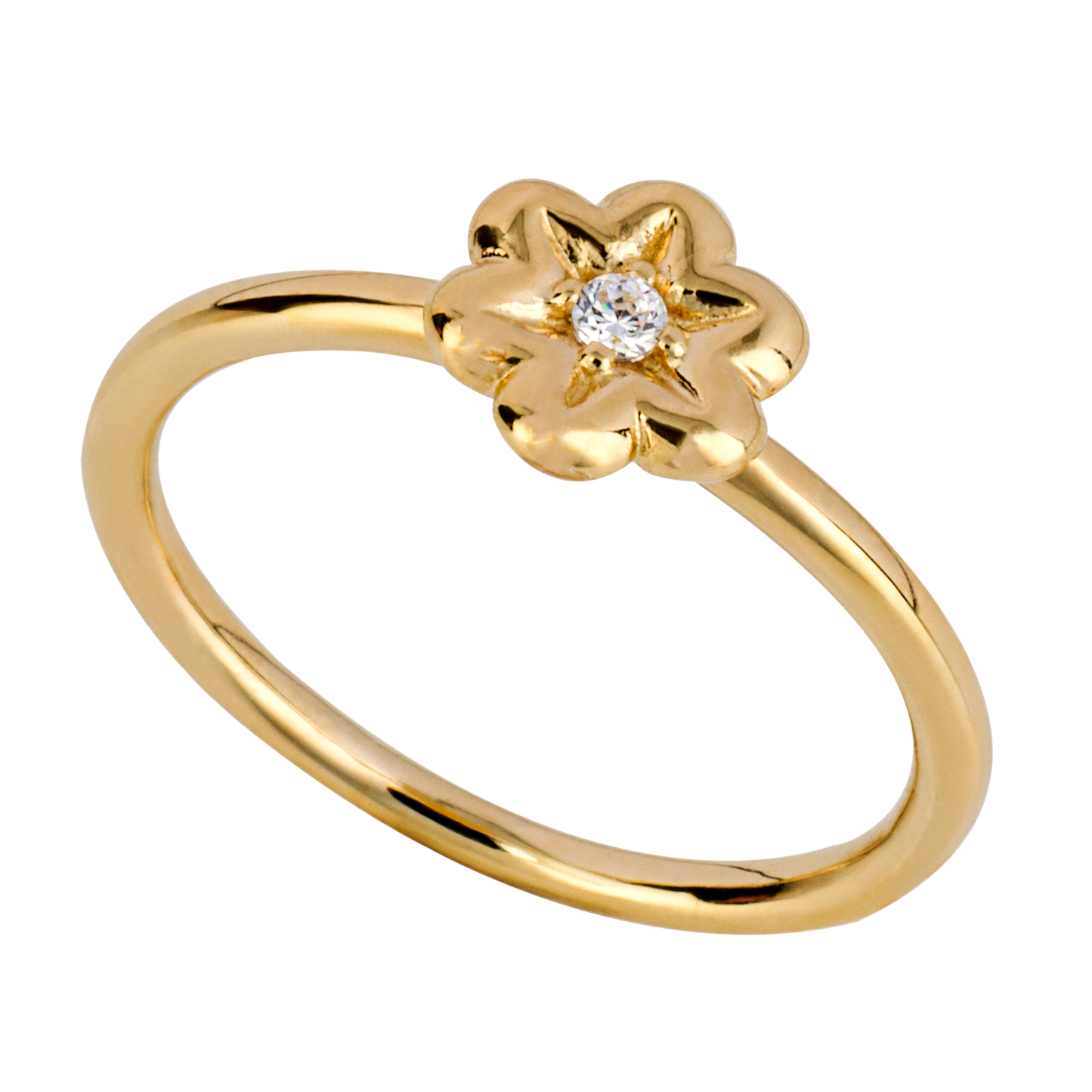 Gold Plated CZ Flower Ring