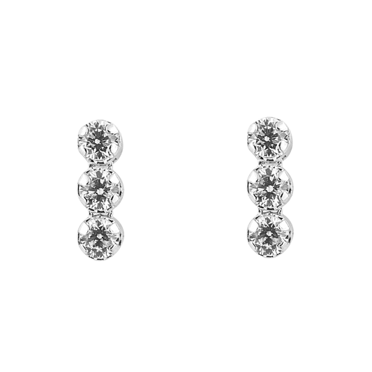 CZ Tri Ball Stud Earrings