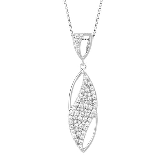 Modern Navette Pave CZ Pendant