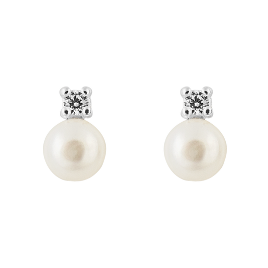 CZ Pearl Stud Earrings