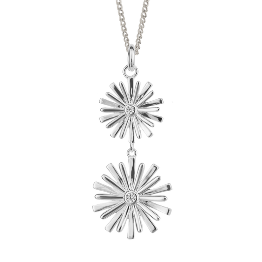 Graphic 3D Flower with CZ Pendant