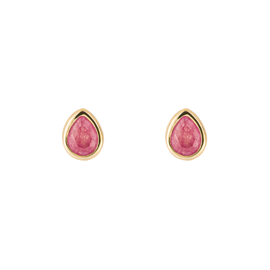 Gold plated Birthstone Earrings July Pink Quartz