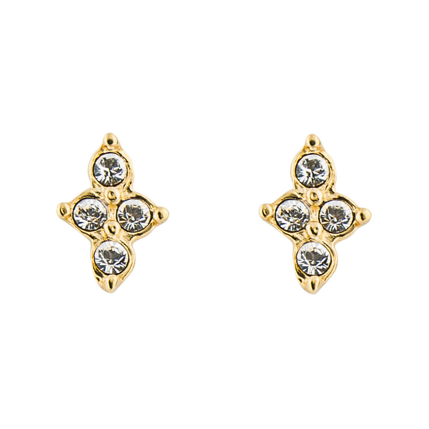 Small CZ Flower Stud Earrings