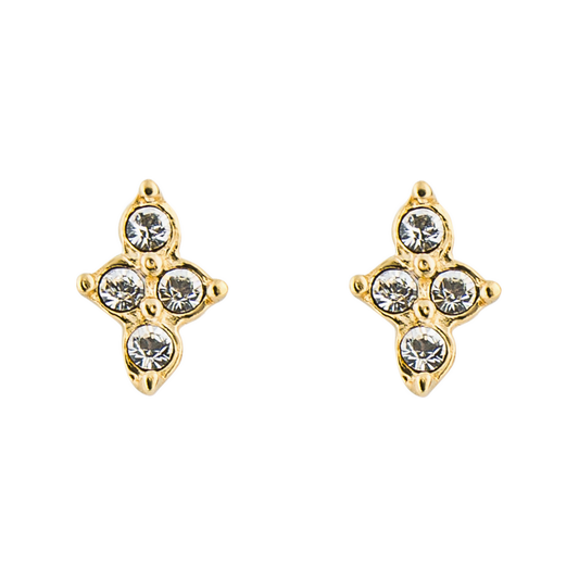 Small CZ Flower Stud Earrings