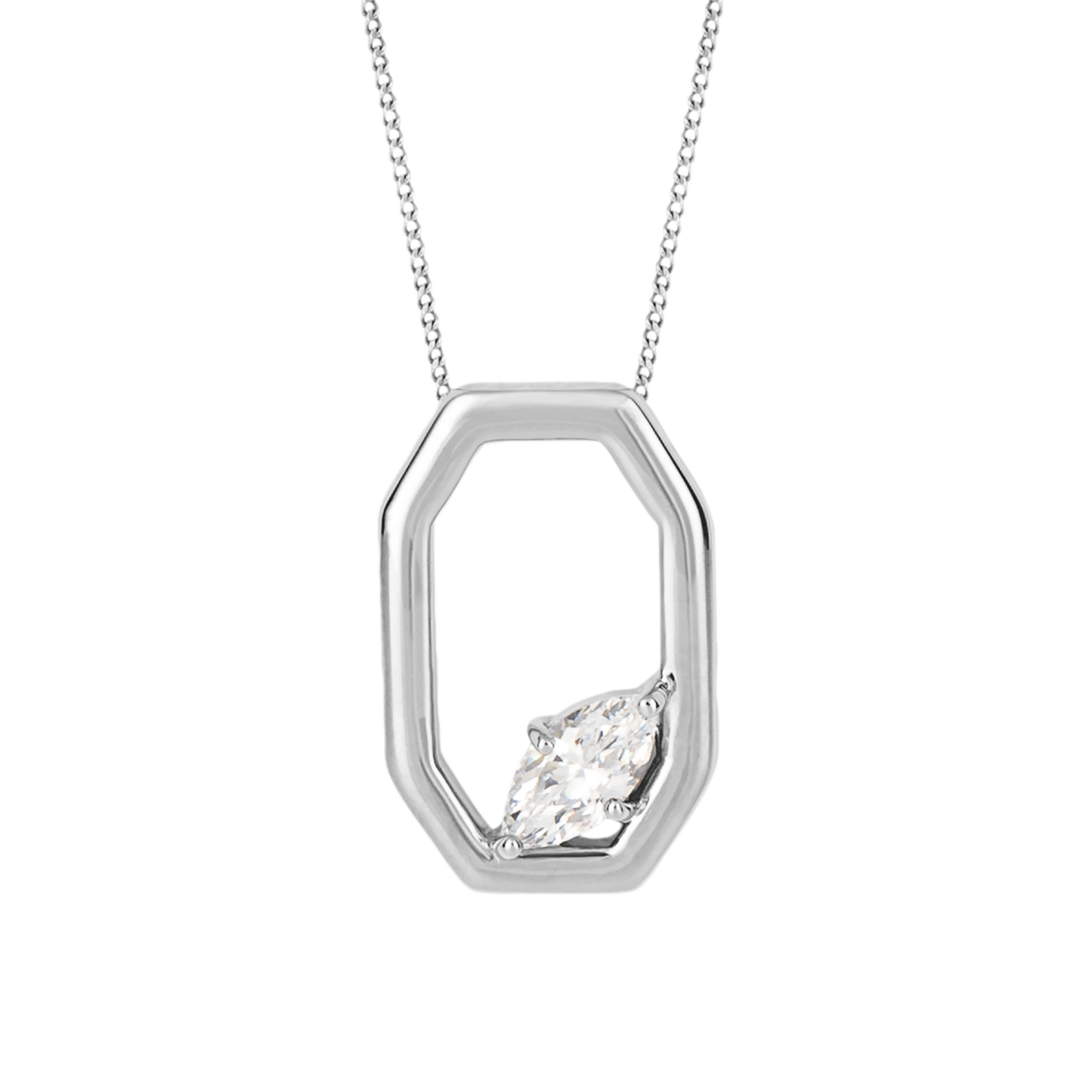 Elongated Octagon Floating CZ Pendant