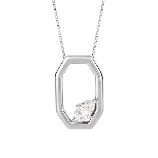 Elongated Octagon Floating CZ Pendant