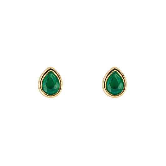 Gold plated Birthstone Earrings May Green Onix