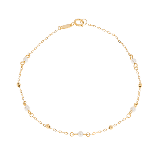 Yellow Gold Trace Pearl Bracelet