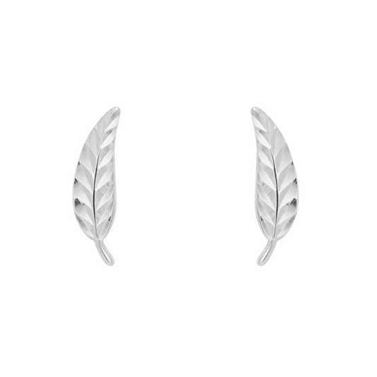 White gold Feather Stud Earrings