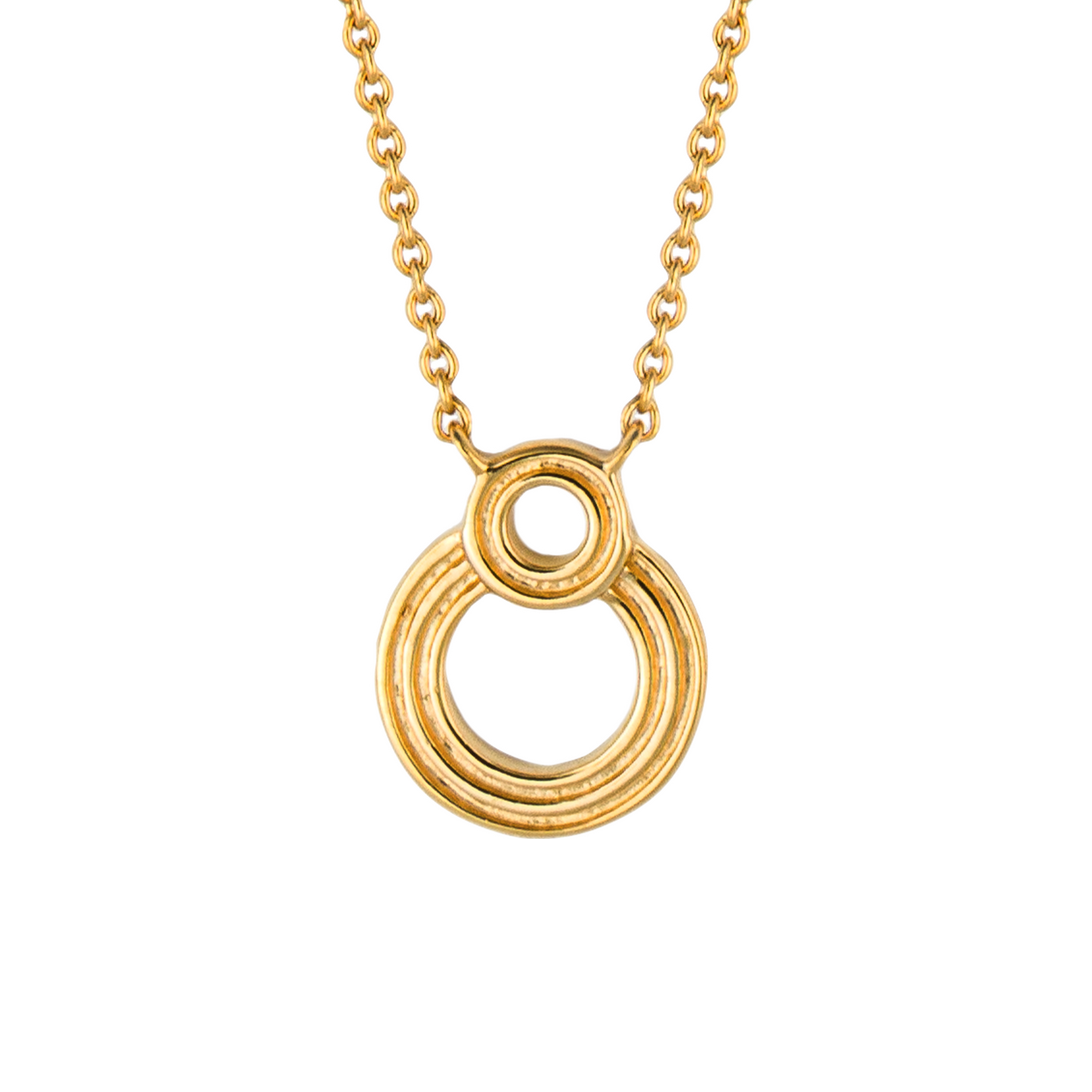 Double Circle ridges Gold Plated Necklace
