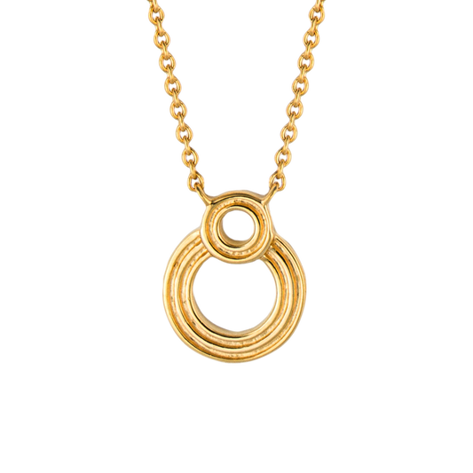 Double Circle ridges Gold Plated Necklace