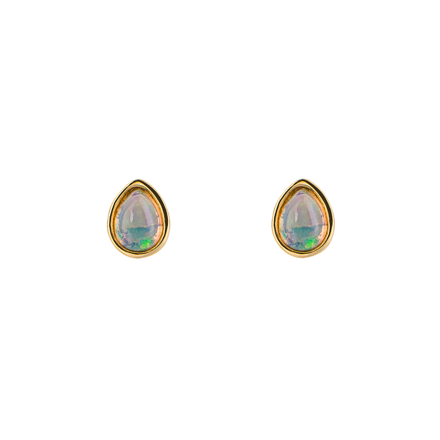 Gold plated Birthstone Earrings October Cabochon Opal