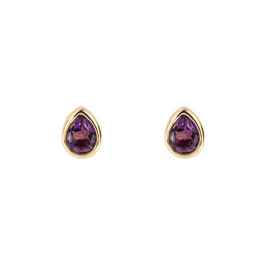 Gold plated Birthstone Earrings February Amethyst