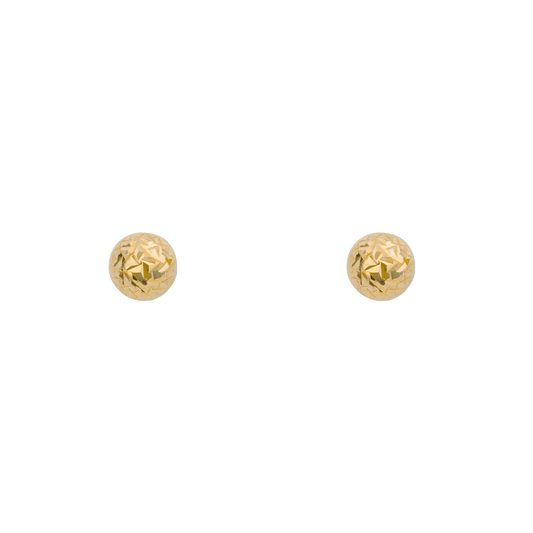 Yellow Gold Textured Ball Stud Earrings