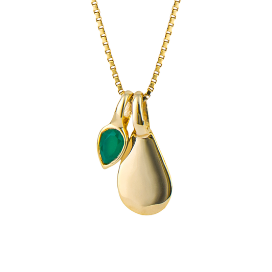 Gold plated Birthstone Pendant May Green Onix