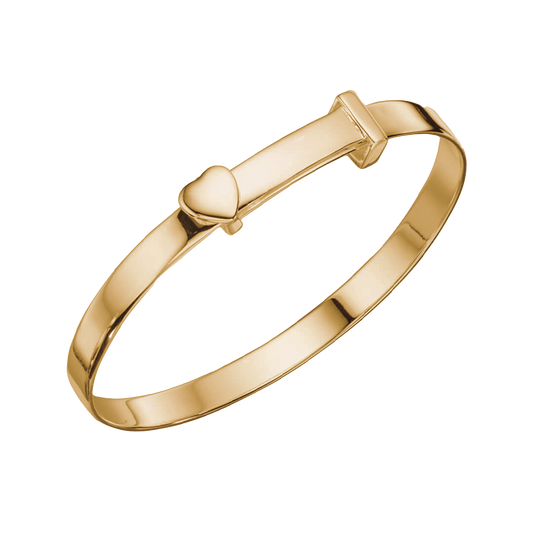 Gold Plated Heart christening Bangle