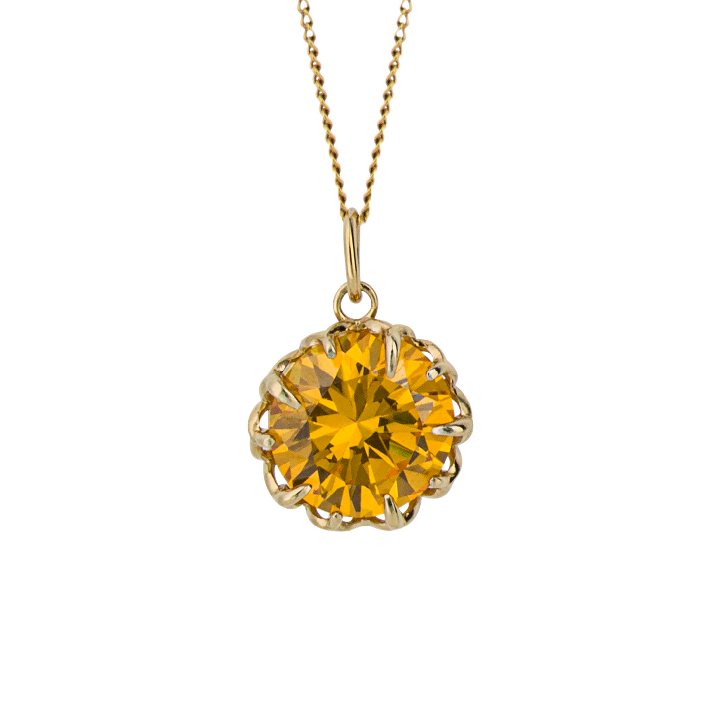 Solar Plexus Chakra w/ Golden CZ on YG Plate Pendant