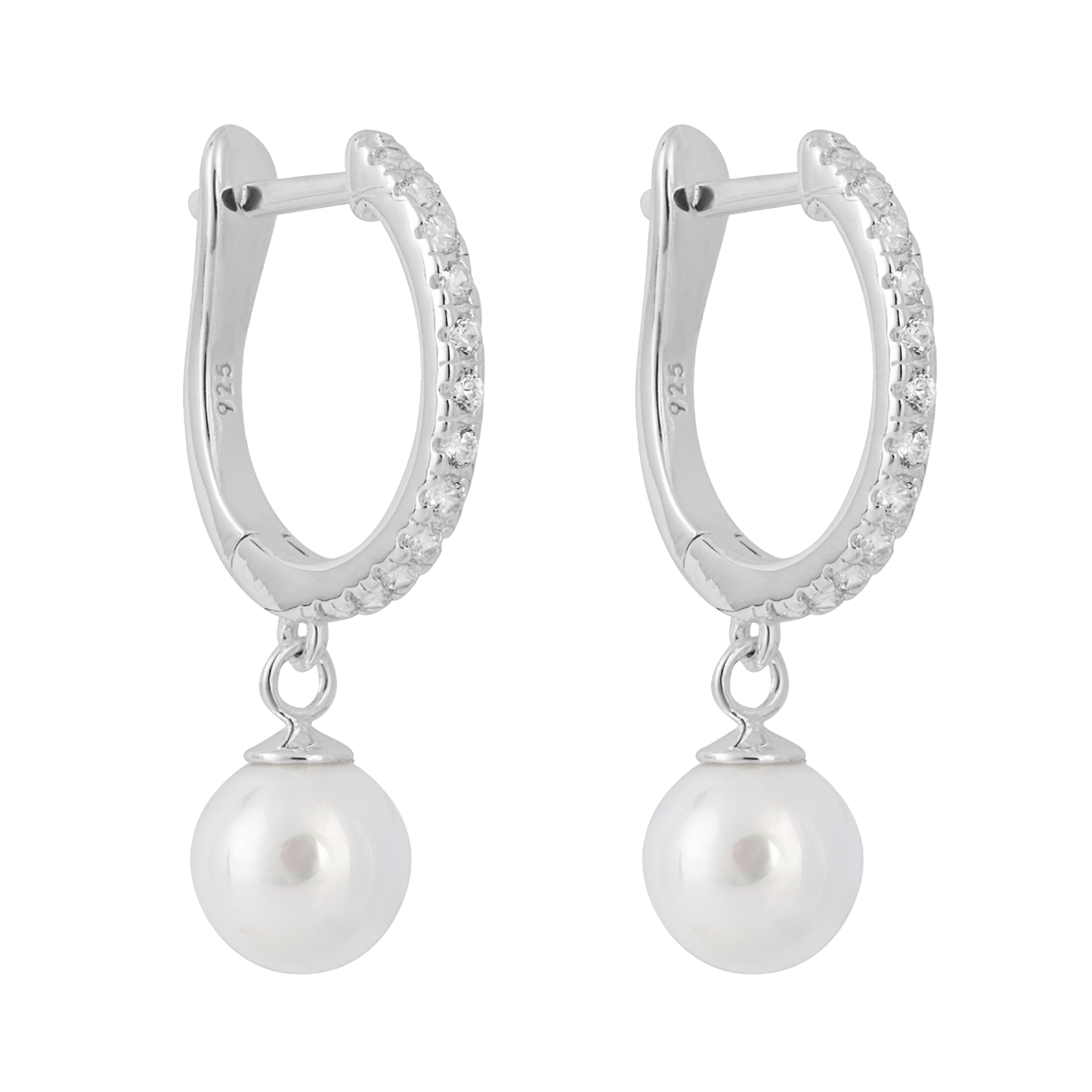 Pearl Pave Hoop Earrings