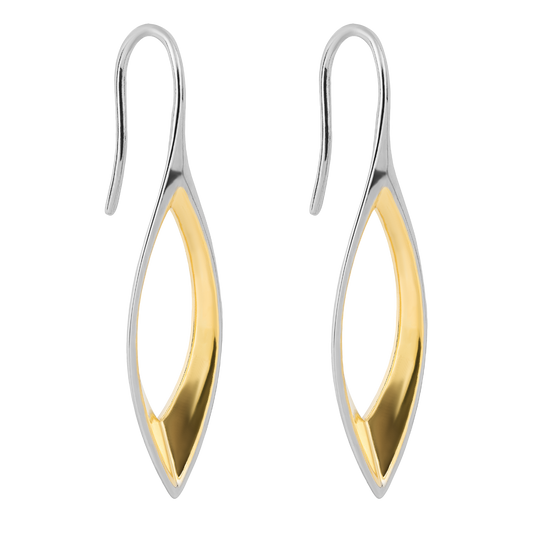 Fluid Navette Drop Earrings Yellow Gold Plate