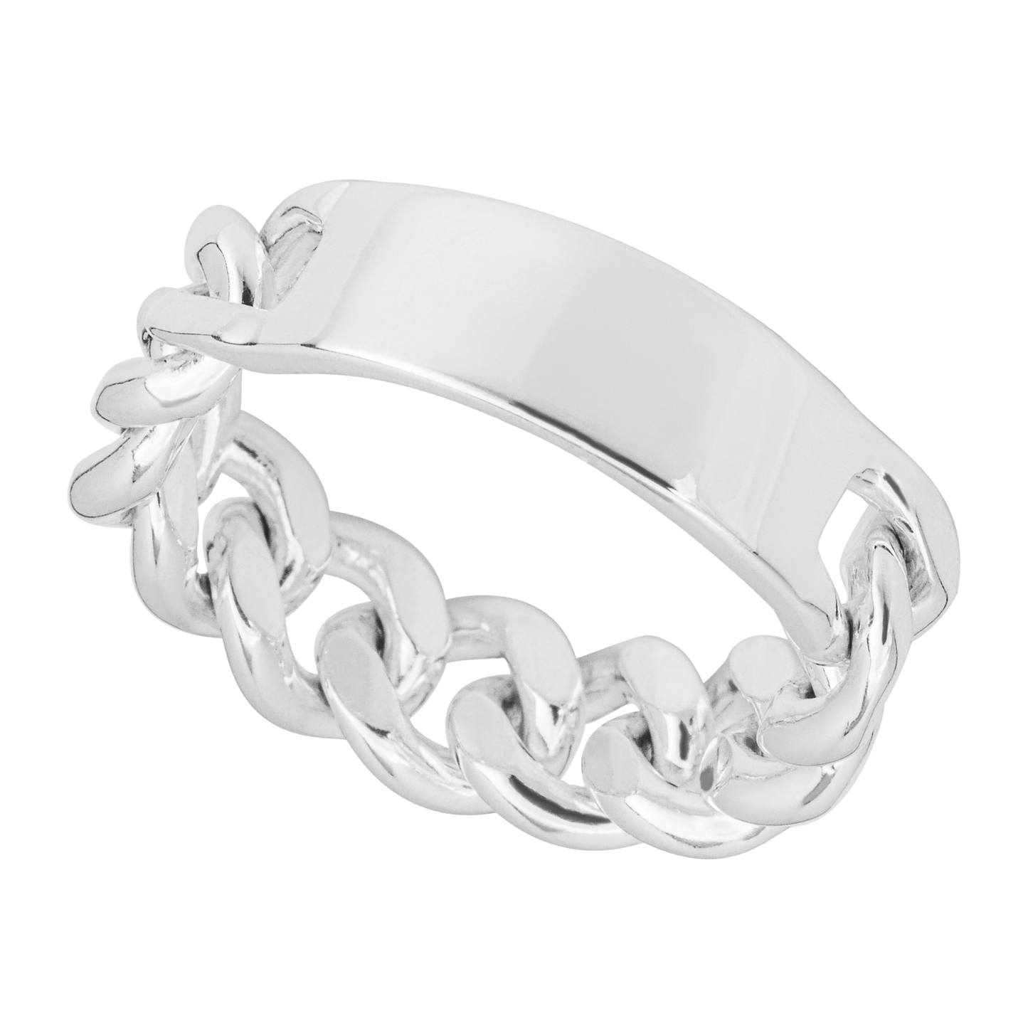 Chain and ID Engravable Silver Ring