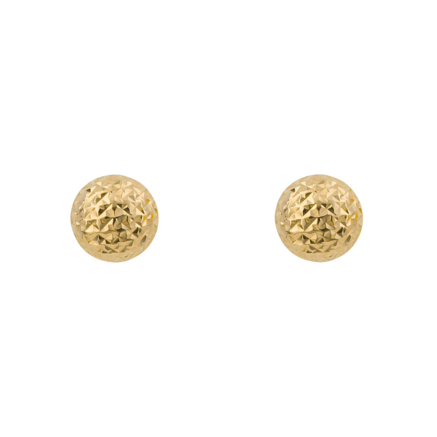 Yellow Gold Round Textured Stud Earrings