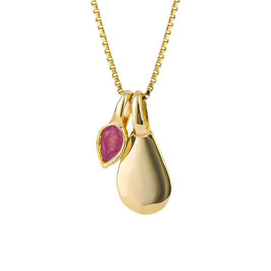 Gold plated Birthstone Pendant Pink Quartz