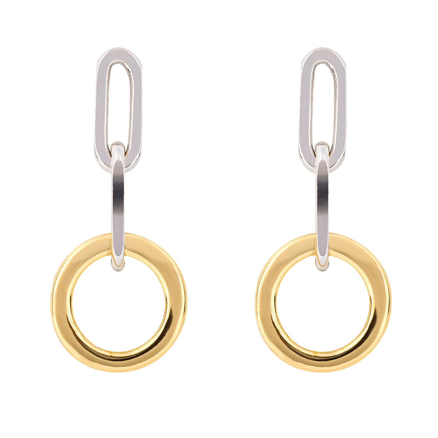 Mix Chain Earrings Yellow Gold Plate