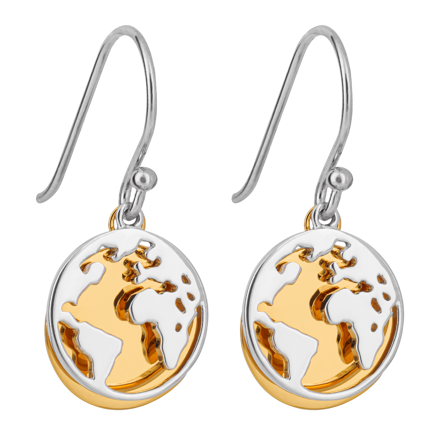 Gold plate double disc World Earrings