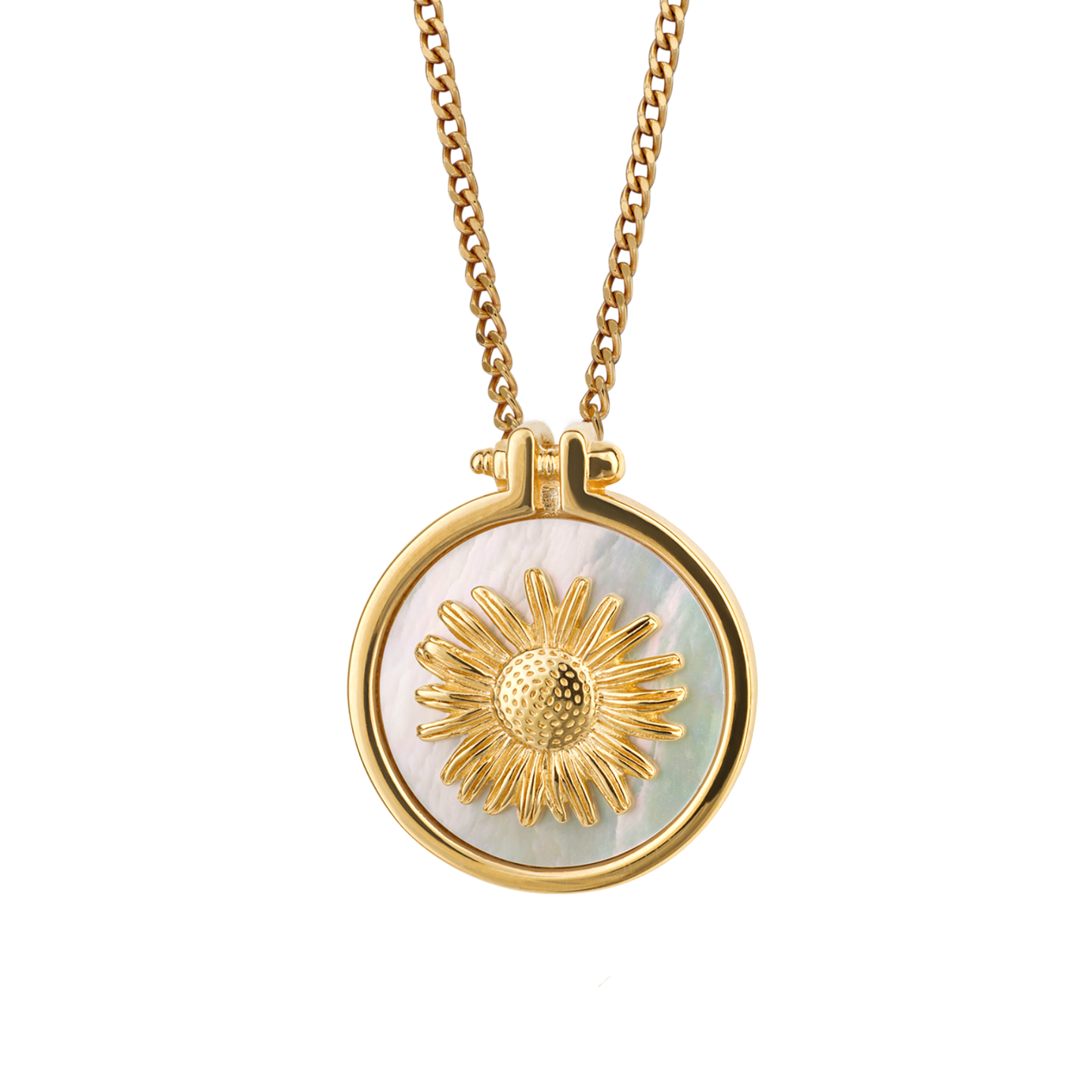 Gold Plated MOP Sunflower Pendant