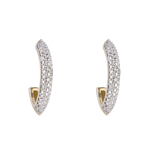 Diamond Cut Arc Stud Earrings in Yellow Gold (GE2408)