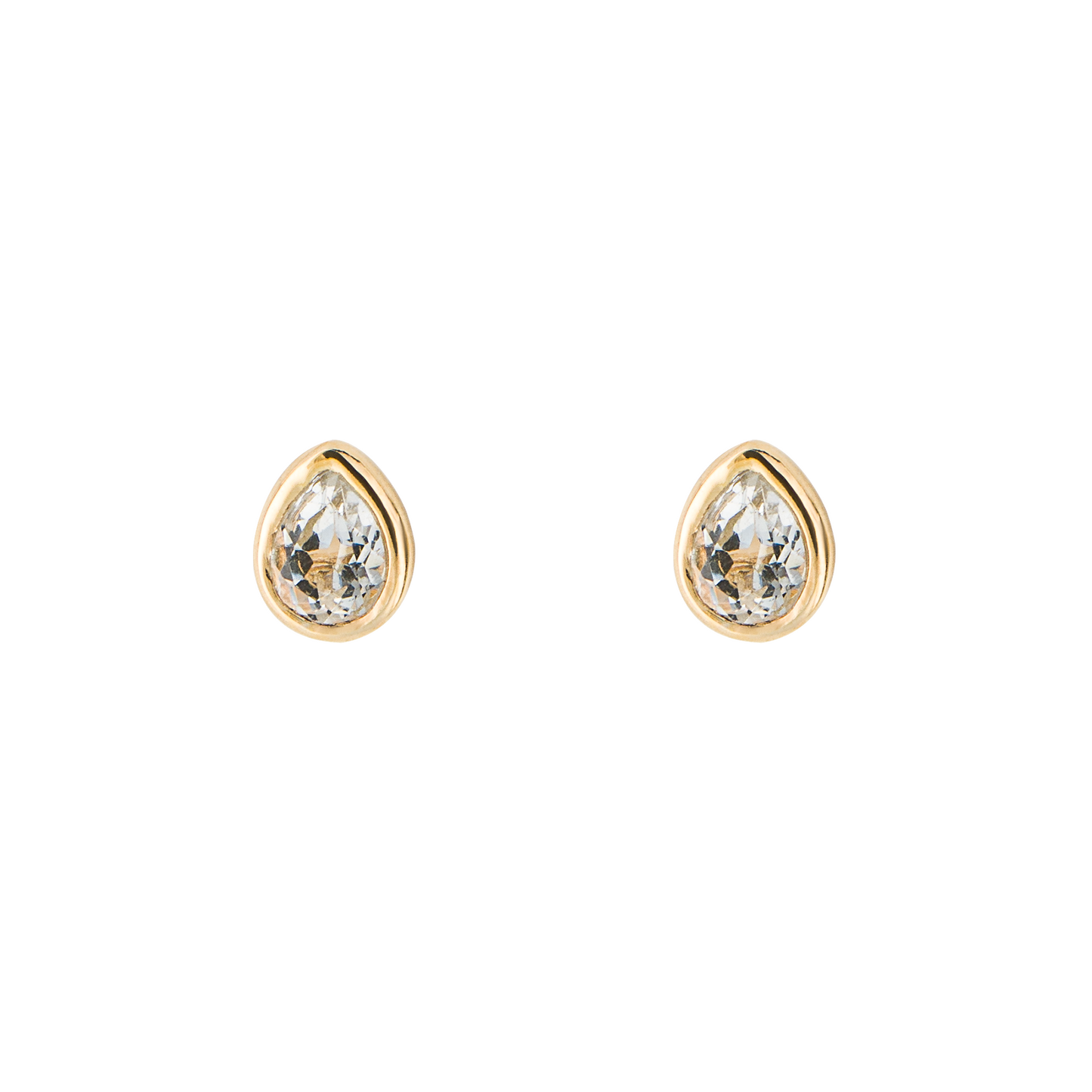 Gold plated Birthstone Earrings April White Topaz
