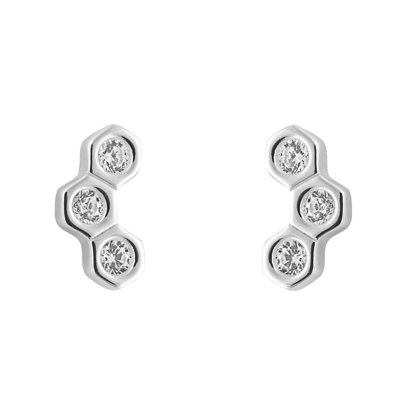 CZ Honeycomb Stud Earrings