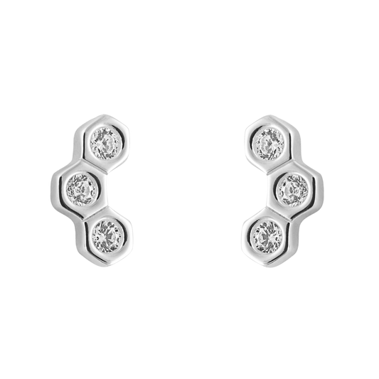 CZ Honeycomb Stud Earrings