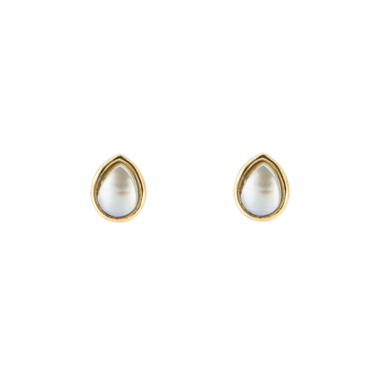 Gold plated Birthstone Earrings June Cabochon Pearl