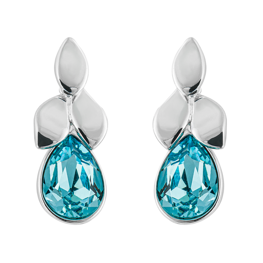 Plain Polished Petals with Aqua Bohemic Preciosa Earrings