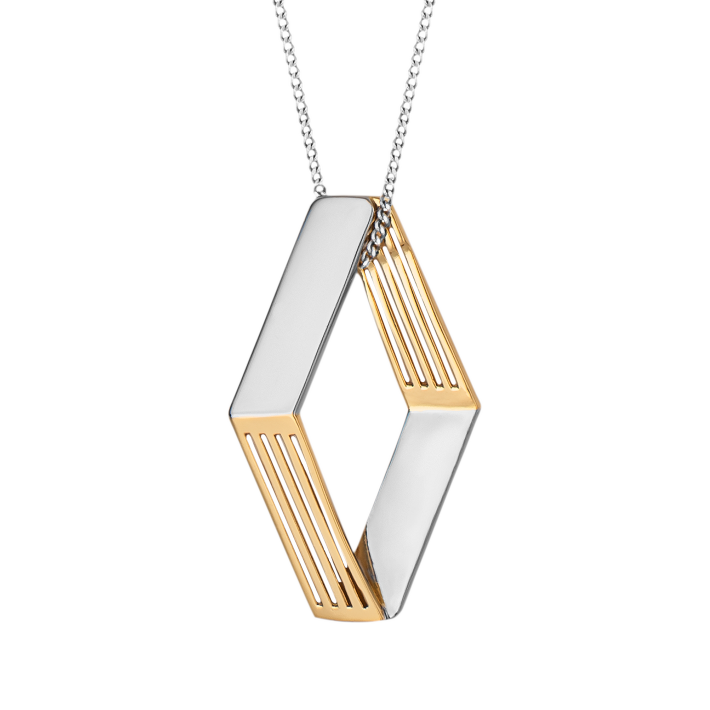 Geo Caged Pendant Yellow Gold Plate