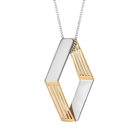 Geo Caged Pendant Yellow Gold Plate