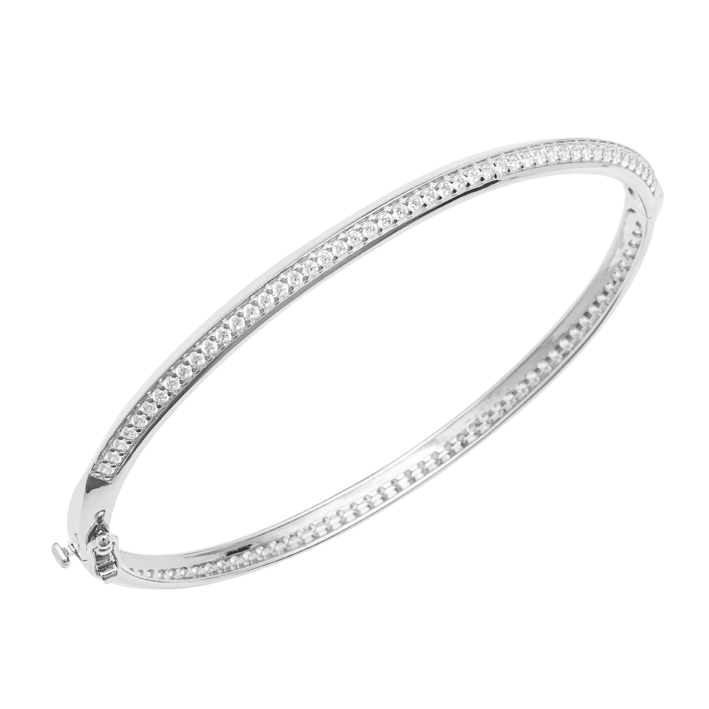 Knife Edge Hinge Bangle CZ