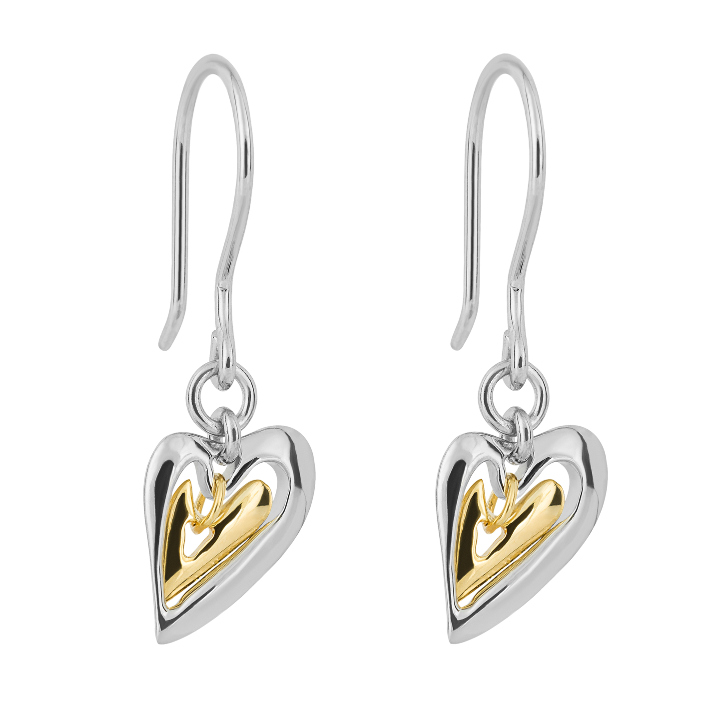 Organic Heart Earrings Yellow Gold Plate