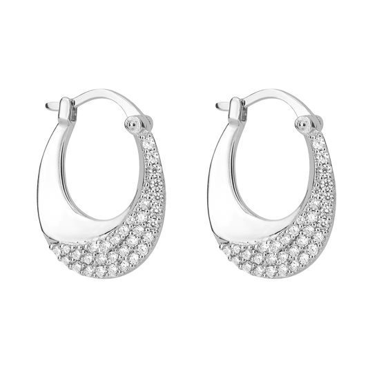 Twist Knife Edge Hoop earrings CZ Pave