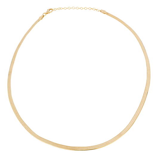 Gold Plated flat herringbone 40+6cm Necklace