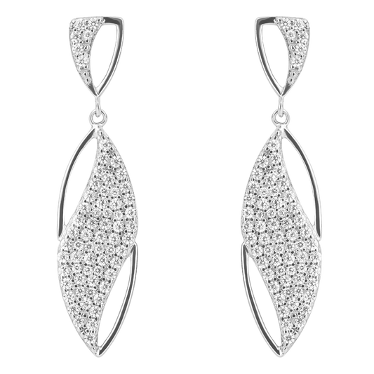 Modern Navette Pave CZ Earrings